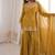 Yellow fendy silk embroidered sharara suit with zarkan diamond work