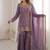 Purple fendy silk embroidered sharara suit with zarkan diamond work
