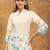 White & blue floral printed cotton co-ord set for women