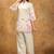 White & pink floral printed cotton co-ord set for women