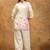 White & pink floral printed cotton co-ord set for women