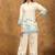 White & blue floral printed cotton co-ord set for women