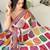 Multicolor rajwadi bandhej print georgette saree with embroidered lace border