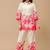 White & pink floral printed cotton co-ord set for women