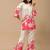 White & pink floral printed cotton co-ord set for women
