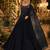 Black chinon silk free size stitched gown with embroidery work