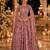Pink chinon silk free size stitched gown with embroidery work
