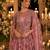 Pink chinon silk free size stitched gown with embroidery work
