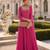 Pink chinon free size stitched suit with embroidery work