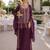 Purple chinon free size stitched suit with embroidery work