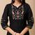 Black floral embroidered mul cotton kurta pant set for women