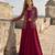 Maroon silk free size stitched suit with embroidery work