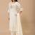 White floral embroidered mul cotton kurta pant set for women
