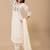 White floral embroidered mul cotton kurta pant set for women