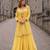 Yellow georgette free size stitched suit with embroidery & beats work