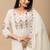 White floral embroidered mul cotton kurta pant set for women