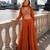 Orange silk free size stitched suit with embroidery work