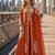 Orange silk free size stitched suit with embroidery work