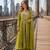 Mehendi silk free size stitched suit with embroidery work