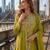 Mehendi silk free size stitched suit with embroidery work