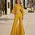 Mustard silk free size stitched suit with embroidery work