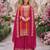Pink chinon free size stitched suit with embroidery work