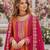 Pink chinon free size stitched suit with embroidery work