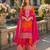 Orange chinon free size stitched suit with embroidery work