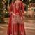 Red chinon free size stitched suit with embroidery work