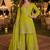 Green chinon free size stitched suit with embroidery work