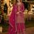 Magenta chinon free size stitched suit with embroidery work