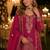 Magenta chinon free size stitched suit with embroidery work