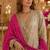 Cream georgette free size stitched suit with embroidery & beats work