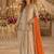 Cream georgette free size stitched suit with embroidery & beats work