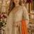 Cream georgette free size stitched suit with embroidery & beats work