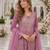 Purple georgette free size stitched suit with embroidery & zarkan work