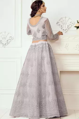 Light Purple Net Floor Length Lehenga with Stone embroidery For Women's