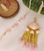 Blush pearl tassel bhai bhabhi rakhi lumba set with roli chawal capsules