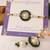 Teal pearl bhai bhabhi rakhi lumba set with roli chawal capsules