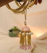Blush pearl jhumki tassel designer lumba with roli chawal capsules