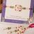 Pink floral pearl bhai bhabhi rakhi lumba set with roli chawal capsules