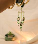 Emerald kundan pearl tassel designer lumba with roli chawal capsules