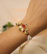 Royal lotus pearl adjustable lumba bracelet with roli chawal capsules