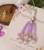 Lavender pearl tassel beaded designer lumba with roli chawal capsules