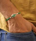 Emerald pearl marquise designer rakhi with roli chawal capsules