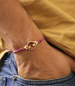 Purple crystal halo beaded rakhi with roli chawal capsules