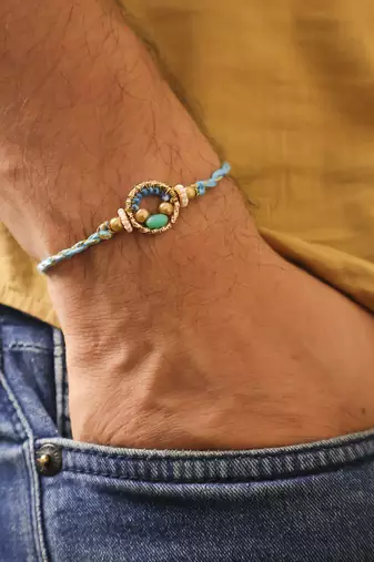 Sky blue crystal halo rakhi with roli chawal capsules