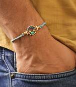Sky blue crystal halo rakhi with roli chawal capsules
