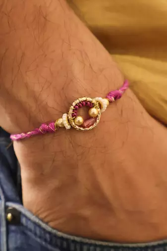 Purple crystal halo beaded rakhi with roli chawal capsules