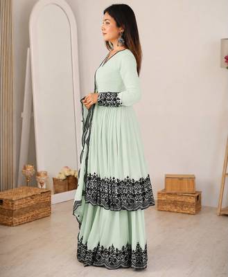 Mint Green Color Designer Sharara Set 2